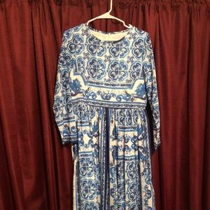 Blue and cream dress